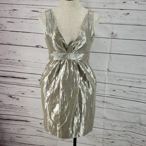 Gracia Fashion gold pocket cocktail Linen‎ dress